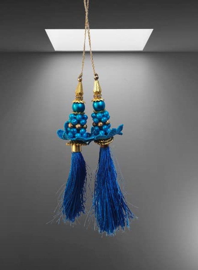 PRIMEFAIR Handmade Women Fabric Ethnic Hanging Tassel and latkan for Blouse Saree, Small -Set of-2 Brooches & Pins (FIROZI) - Image 2